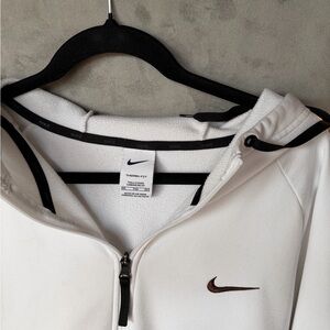 Nike White Hoodie with Brown Logo